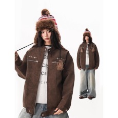 批发美式金属皮衣外套男生秋季高级感痞帅机车飞行员夹克立领棒球服