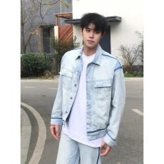 批发复古港风撞色拼接水洗<b class='q'>牛仔外</b><b class='q'>套男</b>春秋高级感宽松休闲廓形百搭夹克