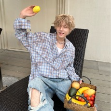 批发韩版气质晕染色格子<b class='q'>衬衫</b><b class='q'>男</b>宽松透气<b class='q'>长袖</b><b class='q'>衬衣</b>时尚外套