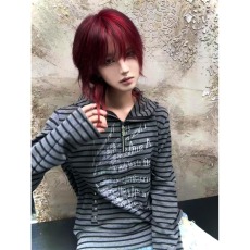 批发美式<b class='q'>街头</b>风连帽卫衣男女春秋季条纹半拉链亚文化外套朋克上衣