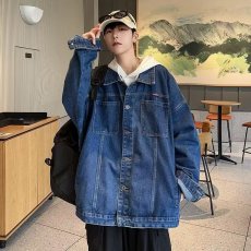 批发牛仔夹克男春秋季加厚复古百搭宽松<b class='q'>牛仔外</b><b class='q'>套男</b>款工装夹克男士