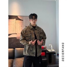 批发夹克男春秋季新款韩版帅气潮牌百搭工装宽松衣服迷彩男士<b class='q'>牛仔外</b>套