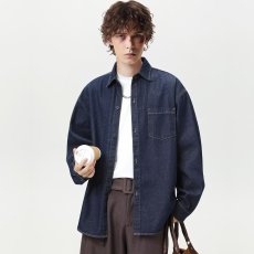 批发日系蓝色牛仔<b class='q'>衬衫</b><b class='q'>男</b><b class='q'>长袖</b>秋季新款复古水洗宽松休闲<b class='q'>衬衣</b>外套