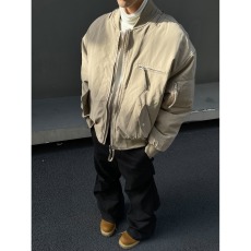 批发美式简约飞行员夹克男春秋季复古<b class='q'>街头</b>百搭外套潮牌机能宽松棒球服