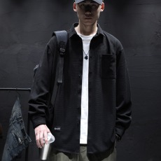 批发2026新款春秋季华夫格<b class='q'>衬衫</b><b class='q'>男</b>工装潮牌宽松加大码<b class='q'>男</b>士<b class='q'>长袖</b><b class='q'>衬衣</b>外套