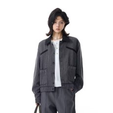 批发秋季复古高级感痞帅西装领夹克外套<b class='q'>男</b>小众亮片闪闪炸街小香风轻奢