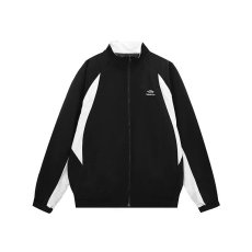 批发潮宽松型撞色拼接运动立领夹克<b class='q'>街头</b>复古秋季中长青少年外穿长袖