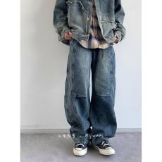 批发重磅阔腿牛仔裤<b class='q'>男士</b>春季新款高街潮牌拼接设计感水洗<b class='q'>裤子</b>