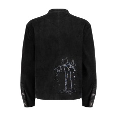 批发新中式立领蓝宝石纽扣中山装夹克男高级感痞帅灯芯绒西服短款外套