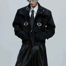 批发2026新款美式高街鳄鱼纹翻领<b class='q'>皮衣</b>外套男潮牌秋季宽松小众<b class='q'>机车</b>夹克