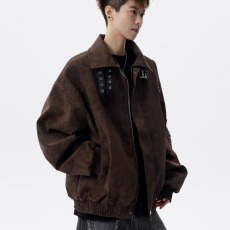 批发美拉德复古<b class='q'>皮衣</b>外套男潮牌痞帅双拉链立领夹克宽松百搭防风<b class='q'>机车</b>服