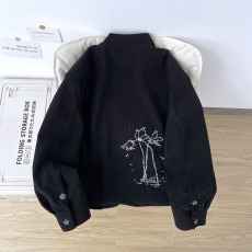 批发新中式立领蓝宝石纽扣中山装夹克男高级感痞帅灯芯绒西服短款外套