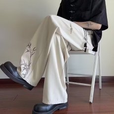 批发青少年男士春秋季新款中式国风刺绣休闲长裤2026直筒裤潮流宽松