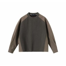 批发秋冬拼接撞色卫衣<b class='q'>男</b>士高级时尚百搭宽松软糯<b class='q'>长袖</b>打底衫