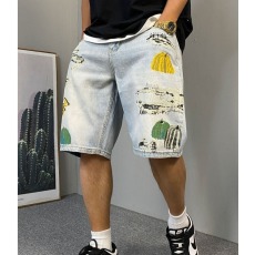 批发印花宽松五分裤五分夏季新款<b class='q'>男士</b>牛仔短裤潮流薄款休闲<b class='q'>裤子</b>帅气