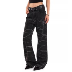 批发2026秋<b class='q'>冬</b>新款美式深海纹直筒牛仔裤女高腰宽松显瘦阔腿裤子百搭潮