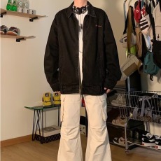 批发美式潮牌字母刺绣水洗<b class='q'>牛仔外</b><b class='q'>套男</b>女同款春秋季宽松休闲百搭夹克男