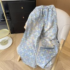 批发春夏新款彩色<b class='q'>棋盘</b><b class='q'>格</b>高街vibe美式复古宽松显瘦阔腿牛仔裤男直筒裤