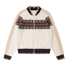 批发明星同款毛衣<b class='q'>开衫</b>白色提花撞色镂空圆领宽松<b class='q'>针织</b>外套<b class='q'>男</b>女衣服流行