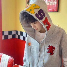 批发美式高街国潮牌字母刺绣<b class='q'>开衫</b>连帽<b class='q'>卫衣</b>女秋冬加绒加厚百搭情侣外套