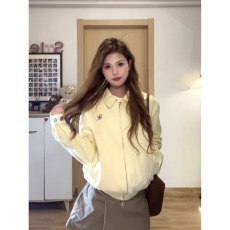 批发黄色翻领棒球服外套女秋<b class='q'>冬</b>季2025新款早秋韩系巨好看短款夹克上衣