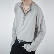 批发早秋季氛围感<b class='q'>长袖</b><b class='q'>t</b><b class='q'>恤</b><b class='q'>男</b>装打底衫亨利领通勤百搭休闲上衣