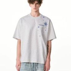 批发2026潮牌设计感雪花刺绣百搭短袖T恤男女<b class='q'>情侣</b><b class='q'>上衣</b><b class='q'>夏季</b>半袖打底衫