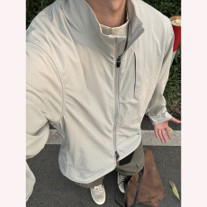 批发灰色立领防晒外套<b class='q'>男</b>款夏季薄款户外炸街防晒衣高级感美式速干<b class='q'>夹克</b>