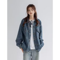 批发美式水洗复古蓝色牛仔外套<b class='q'>男</b>秋季潮牌痞帅宽松工装<b class='q'>夹克</b>