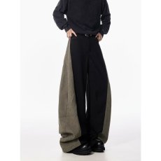 批发设计款拼接弯刀<b class='q'>休闲</b>裤美式复古欧美裤子男直筒阔腿拖地裤