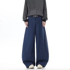 批发美式复古深蓝色弯刀牛仔<b class='q'>裤</b>男女秋季新款设计感小众<b class='q'>宽松</b>直筒阔腿<b class='q'>裤</b>