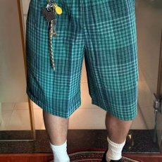 批发日系复古蓝格子短<b class='q'>裤</b>男女夏季薄款<b class='q'>宽松</b>直筒潮牌百搭休闲五分中<b class='q'>裤</b>子