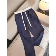 批发藏青色薄款亚麻裤子男款2026年夏季拼接速干小直筒裤老钱风<b class='q'>休闲</b>裤