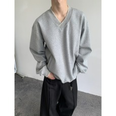 批发<b class='q'>日系</b>复古学院风V领麦穗绣花卫衣男女春秋季休闲宽松内搭情侣外套