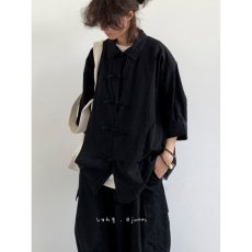 批发新中式男装中国风盘扣唐装衬衫男长袖春秋小众高级设计感轻奢衬衣