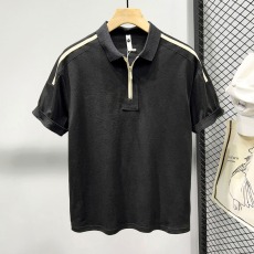 批发2025男复古撞色拼接短袖Polo衫男生夏季都市休闲百搭通勤体恤衫