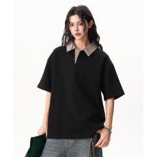 批发千鸟格拼接Polo衫抗皱空气层冰感洛卡cleanfit老钱风短宽短袖t恤