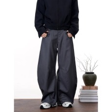 批发美式高腰复古弯刀阔腿<b class='q'>西装</b>裤男女宽松直筒高级感学生百搭拖地西裤