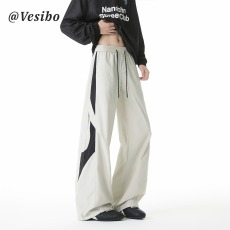 批发户外撞色拼接工装裤男<b class='q'>冬</b>美式设计感拉链运动长裤复古百搭休闲裤子