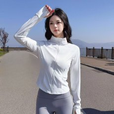 批发速干衣运动外套女加绒紧身锻炼<b class='q'>显瘦</b>瑜伽服长袖拉链开衫跑步健身服