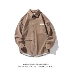 批发春季美式灯芯绒<b class='q'>衬衫</b><b class='q'>男士</b><b class='q'>长袖</b>2026新款宽松大码<b class='q'>衬衣</b>外套休闲男装