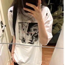 批发<b class='q'>欧美</b>式高街潮牌印花重磅夏季新款短袖<b class='q'>T</b><b class='q'>恤</b><b class='q'>女</b>宽松休闲百搭上衣服ins