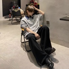 批发美式复古假两件POLO短袖男女潮流休闲情侣半袖<b class='q'>上衣</b>打底衫新款夏季