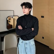 批发ins高领打底衫男长袖T恤纯色<b class='q'>宽松</b>潮流青年春秋季新款内搭上衣秋衣