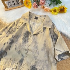 批发新中式国风冰丝短袖衬衫男女夏薄款潮牌潮流痞帅<b class='q'>设计</b>感高级衬衣