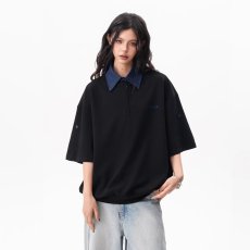 批发潮牌短袖衬衫领POLO衫男士夏季半拉链翻领<b class='q'>上衣</b>服休闲百搭痞帅T恤