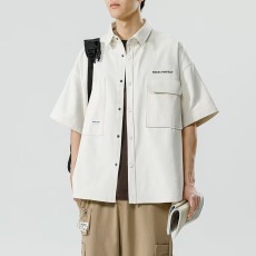 批发日系<b class='q'>短袖</b>衬衫<b class='q'>男</b>士夏季2026新款复古痞帅工装衬衣情侣外套