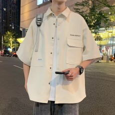 批发工装<b class='q'>短袖</b>衬衫<b class='q'>男</b>新款<b class='q'>短袖</b>外套夏季青少年休闲夹克高级<b class='q'>男</b>装学生衬衣