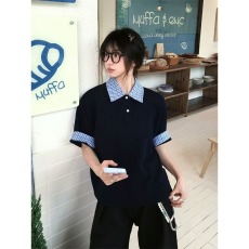 批发美式学院风polo衫<b class='q'>男</b>夏cleanfit复古高级感假两件<b class='q'>短袖</b>潮牌半袖t恤