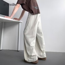 批发美式复古街头工装<b class='q'>休闲裤</b><b class='q'>男</b>女侧边大口袋设计感宽松解构阔腿长裤子